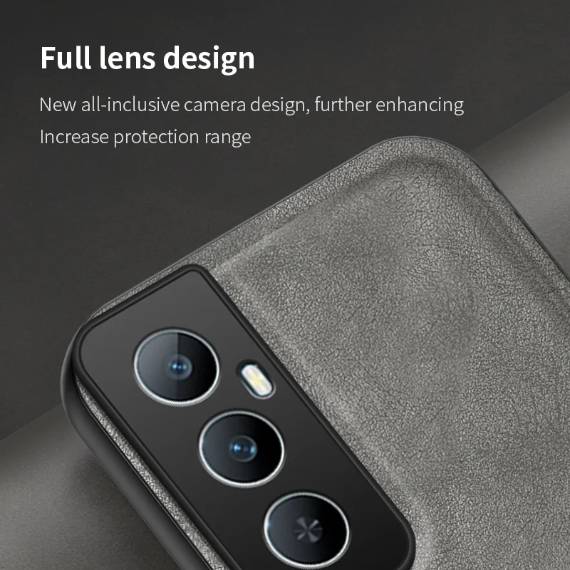 Кожаная задняя крышка для Oppo Realme C65 4G искусственная кожа защита объектива камеры