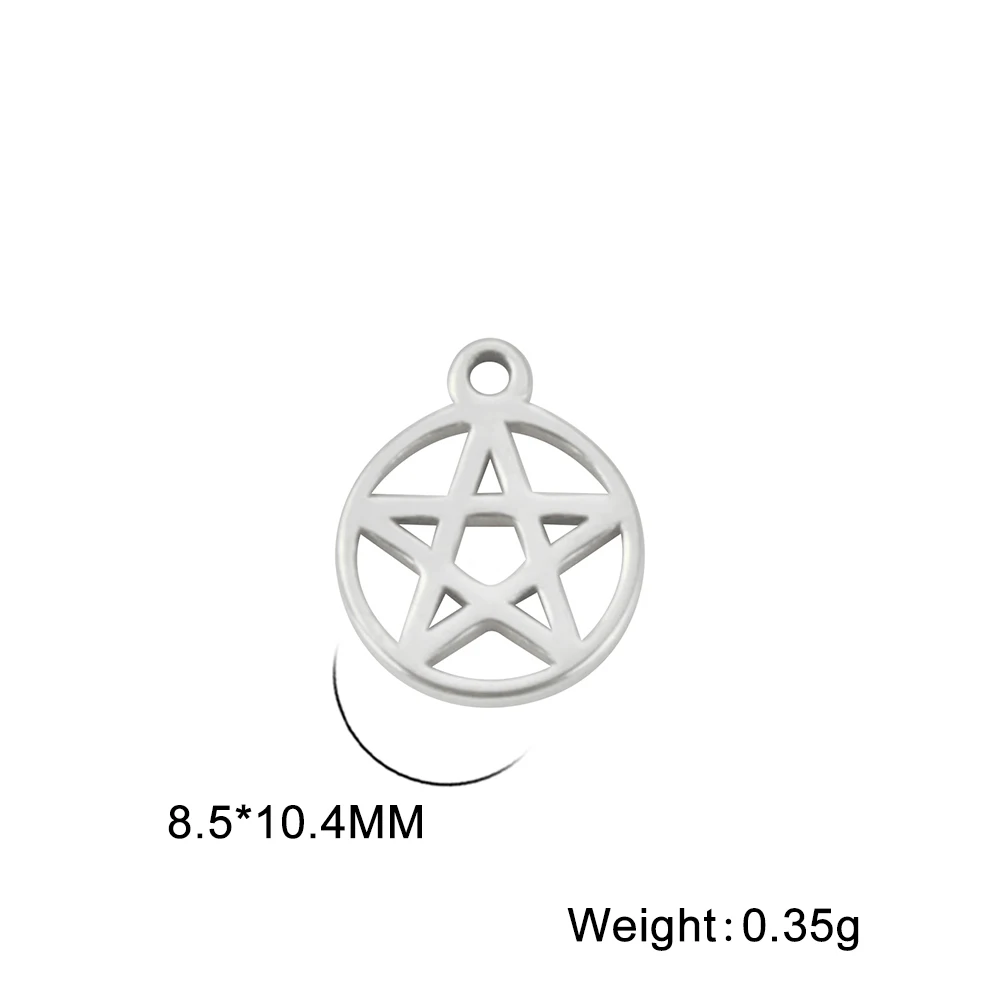 EUEAVAN 5pcs/lot Pentagram Charm Tiny Charms Stainless Steel Wicca Pendant for Bracelets Necklace Jewelry Making Accessories images - 6