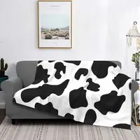 Cow Spots Animal Print Blanket Flannel All Season Multi-function Lightweight Thin Throw Blankets for Sofa Office Rug Piece