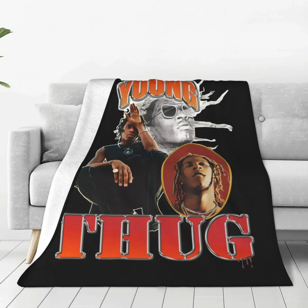 

Young Thug Rapper Wool Blanket Punk Creative Throw Blanket for Sofa Bedding Lounge