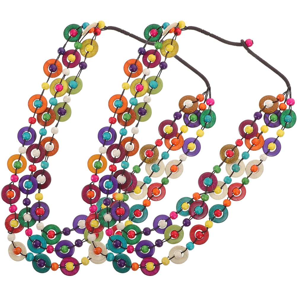 

Necklace African Jewelry Pendant Layered Valentines Strands Tropical Bohemia Wood Couple Beach Hawaiian Woman Choker Beaded