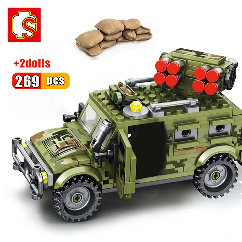 

SEMBO Military Panzer Tank Vehicle Model Building Blocks WW2 Army Weapon Action Soldier Figures Enlighten Bricks Toys For Kids