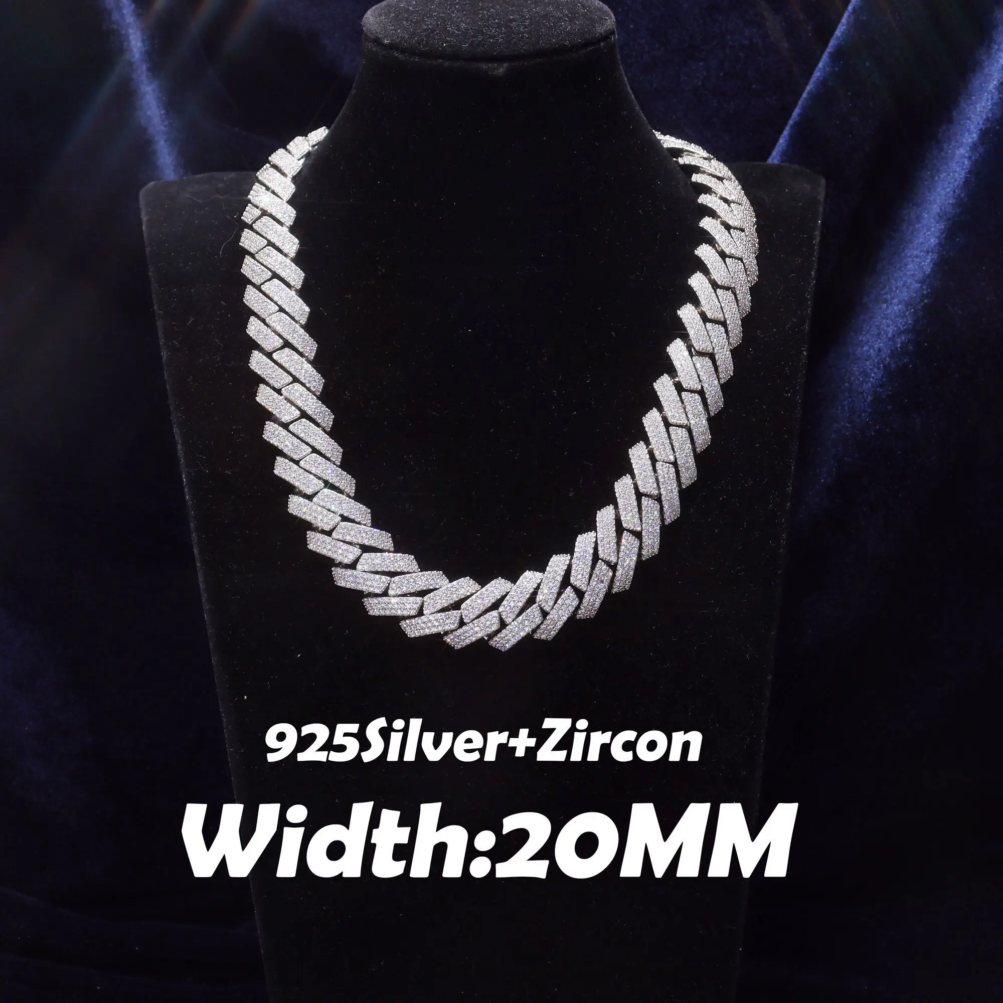 Серебро 925 пробы GRA Муассанит шириной 20 мм бриллиантовое ожерелье со льдом Майами