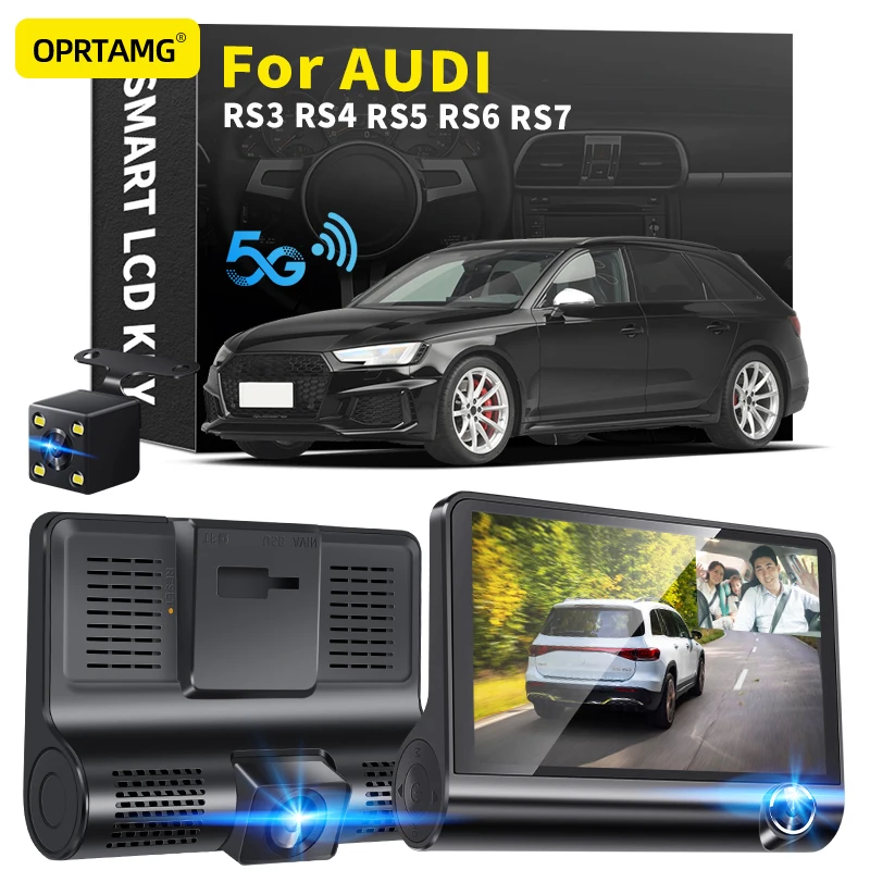 

For Audi RS3 RS4 RS5 RS6 RS7 1994-2021 2022 Car Dashcam Car DVR 3 Cameras Lens 4.0 Inch 1080P Dash Cam Dashcam Draadloos Car DVR