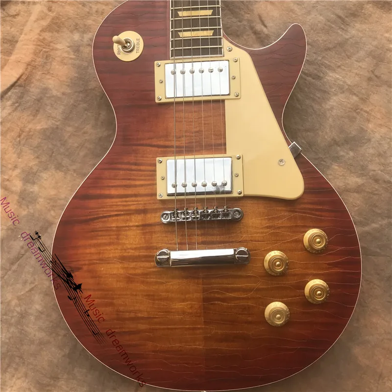 

Handmade 1959 electric guitar Tiger Maple veneer, antique smoke standard Binding guitar kit