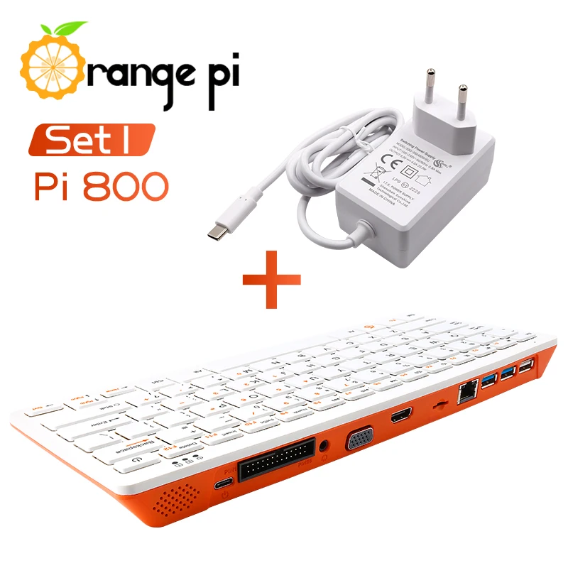 

Блок питания Orange Pi 800 + 5 В 4A Type-C, портативный мини-ПК Rockchip RK3399 4K HD, двухдиапазонный беспроводной Wi-Fi + комплект игровой клавиатуры BT 5,0