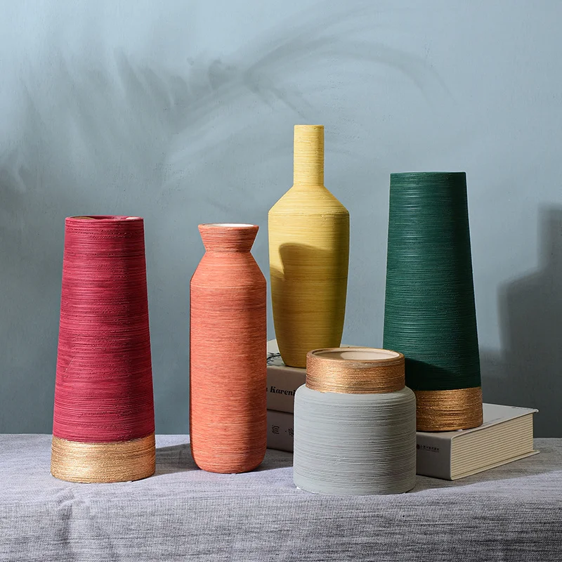 

Nórdico morandi vaso de luz luxo high-end escovado arte sala de estar jantar mesa flor arranjo vaso de cerâmica hidropônica