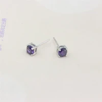 zfsilver 100 925 sterling silver fashion purple zircon stud earrings for women lovely girl jewelry accessories brincos party