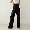 Elegant Black Chic Wide Leg Pants Women Knitting Casual Drawstring Sport Trousers Work Wear Long Loose Straight Pants 2023 4