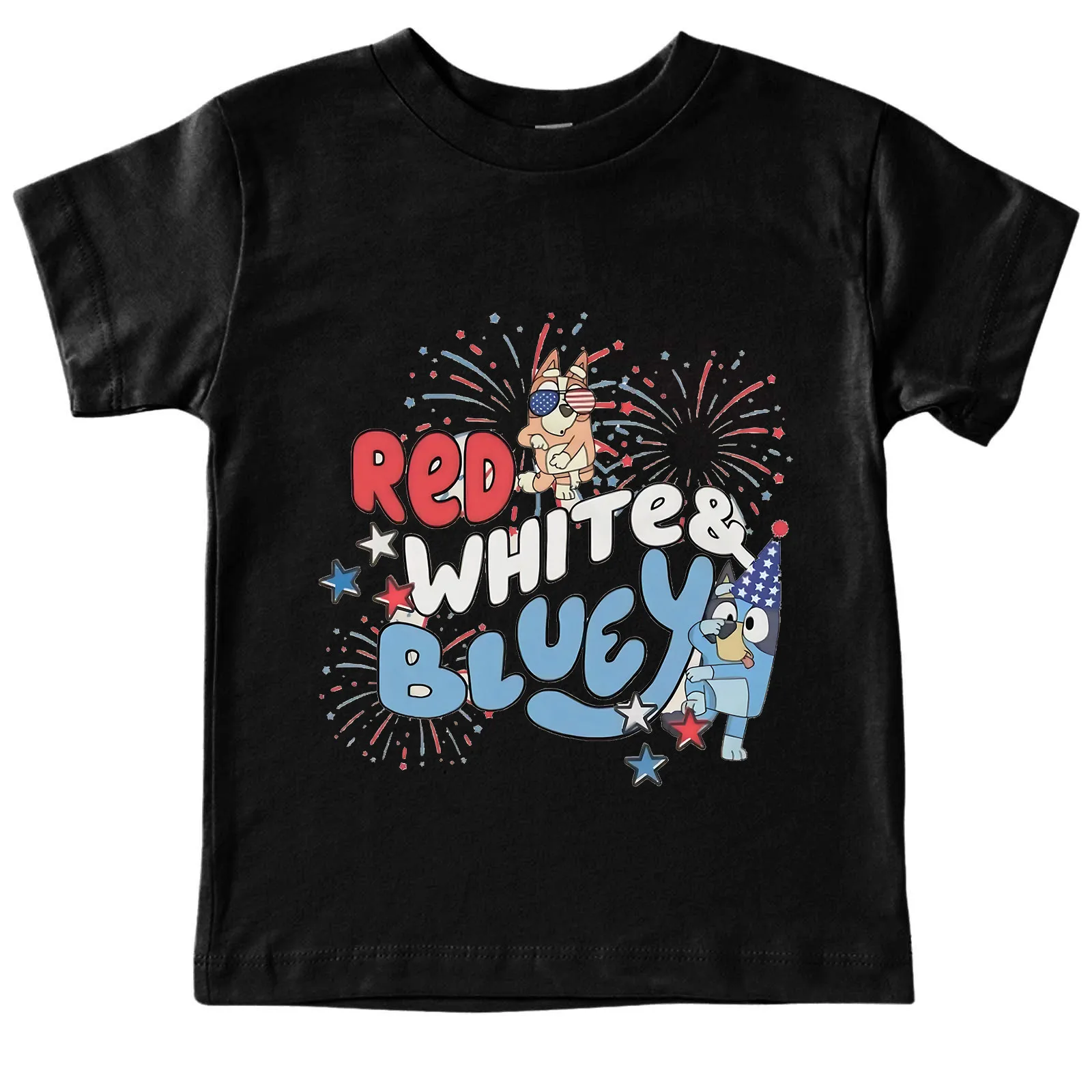 

Summer Fashion Unisex Cartoons Bluey T-shirt Children Boys Short Sleeves White Tees Baby Kids Cotton Tops for Girls Clothes