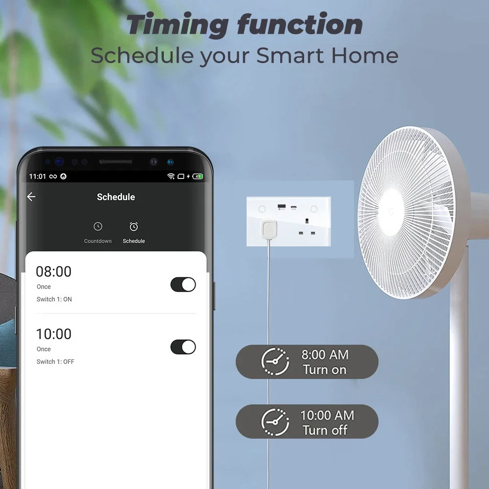 Фото Умная розетка с Wi-Fi/Zigbee, настенная розетка с Wi-Fi, USB Type-C, PD, 20 Вт, сенсорный выключатель, с дистанционным управлением через Alexa Google Home №3