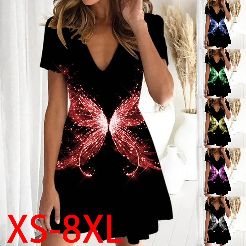 Свободное Повседневное платье средней длины модные платья с принтом и V-образным