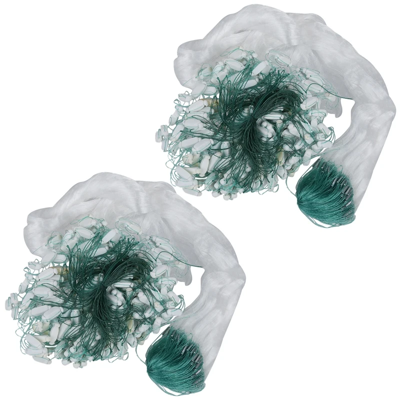 

2X 25M Clear White Green Monofilament Fishing Fish Gill Net W Float