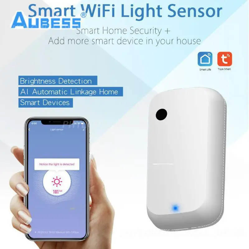 

Mini Brightness Sensor 0-1000lux Wifi Illuminance Sensor Smart Life Wireless Light Sensor Smart Home Tuya Smart