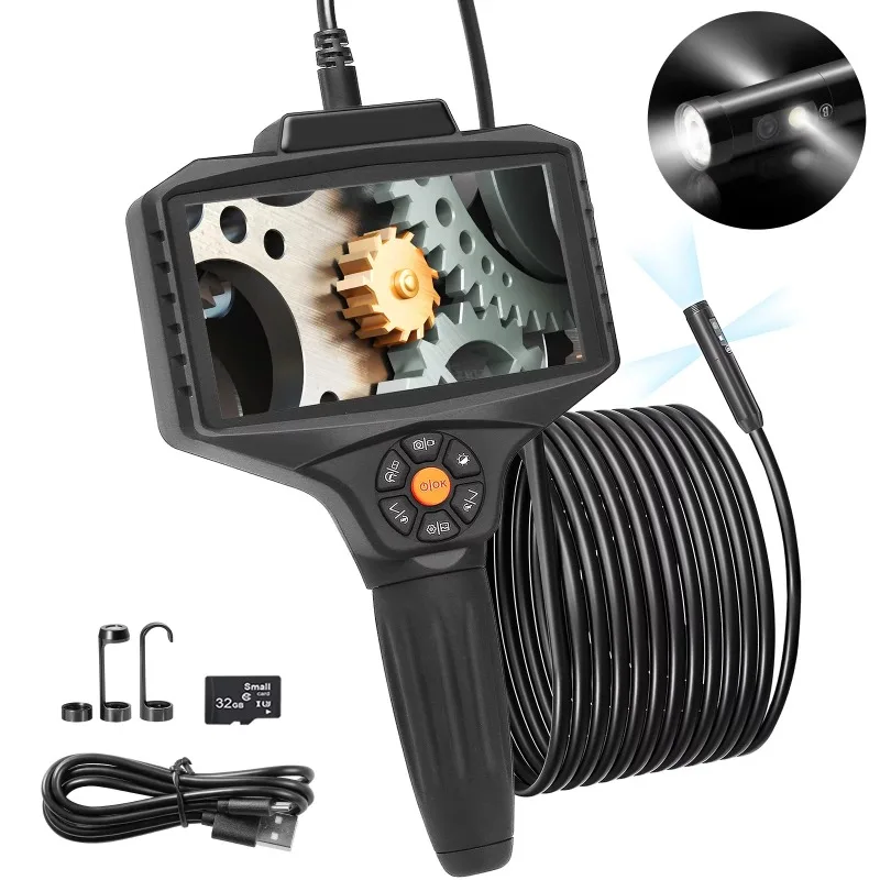 

Endoscope Camera Triple Lens 5" IPS Split Screen 8x Zoom 10 LED Lights