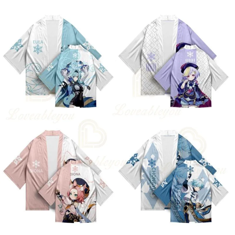 

Genshin Impact Zhongli Keqing Klee 3D Digital Print Kimono Cloak Pajamas Cardigan for Adults Children Summer Clothing