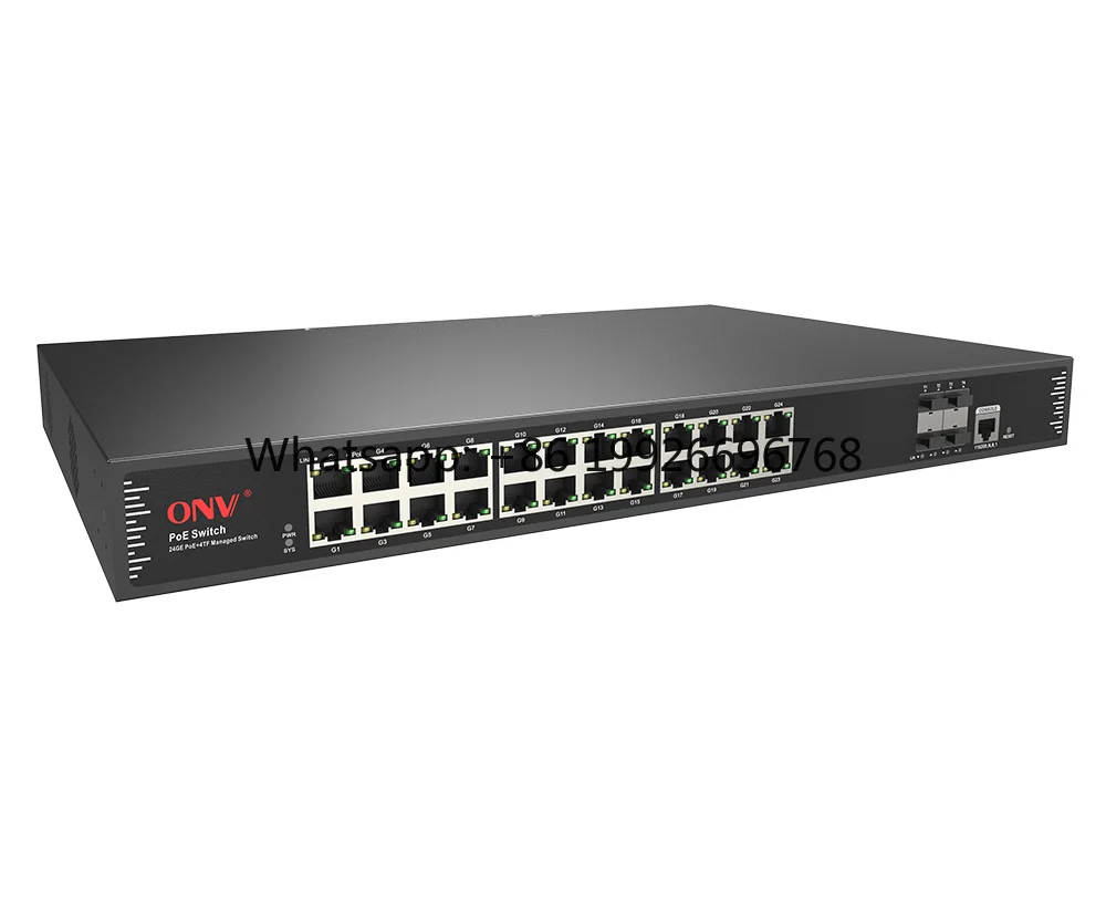 Фото 28-портовый управляемый коммутатор L2+ с поддержкой PoE+ мощностью 30 Вт, 4x10G SFP+, ERPS, 20 мс и IPv4/IPv6 №1