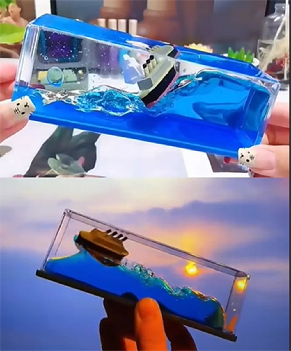 

Titanic Table Cruise Ship Fluid Drift Bottle Decoration Couple Birthday Gift Mini Decompression Home lIving Room Decor Boat
