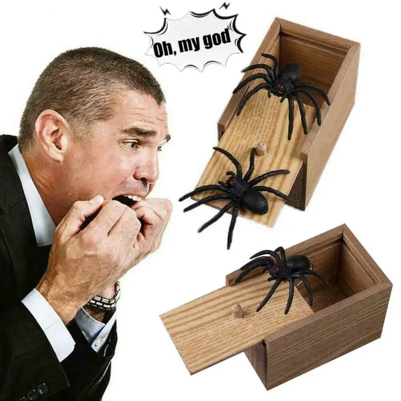 

Деревянная игрушечная коробка с пауком для розыгрышей, шутка для детей, родителей, друзей, удивительный подарок для украшения на Хэллоуин