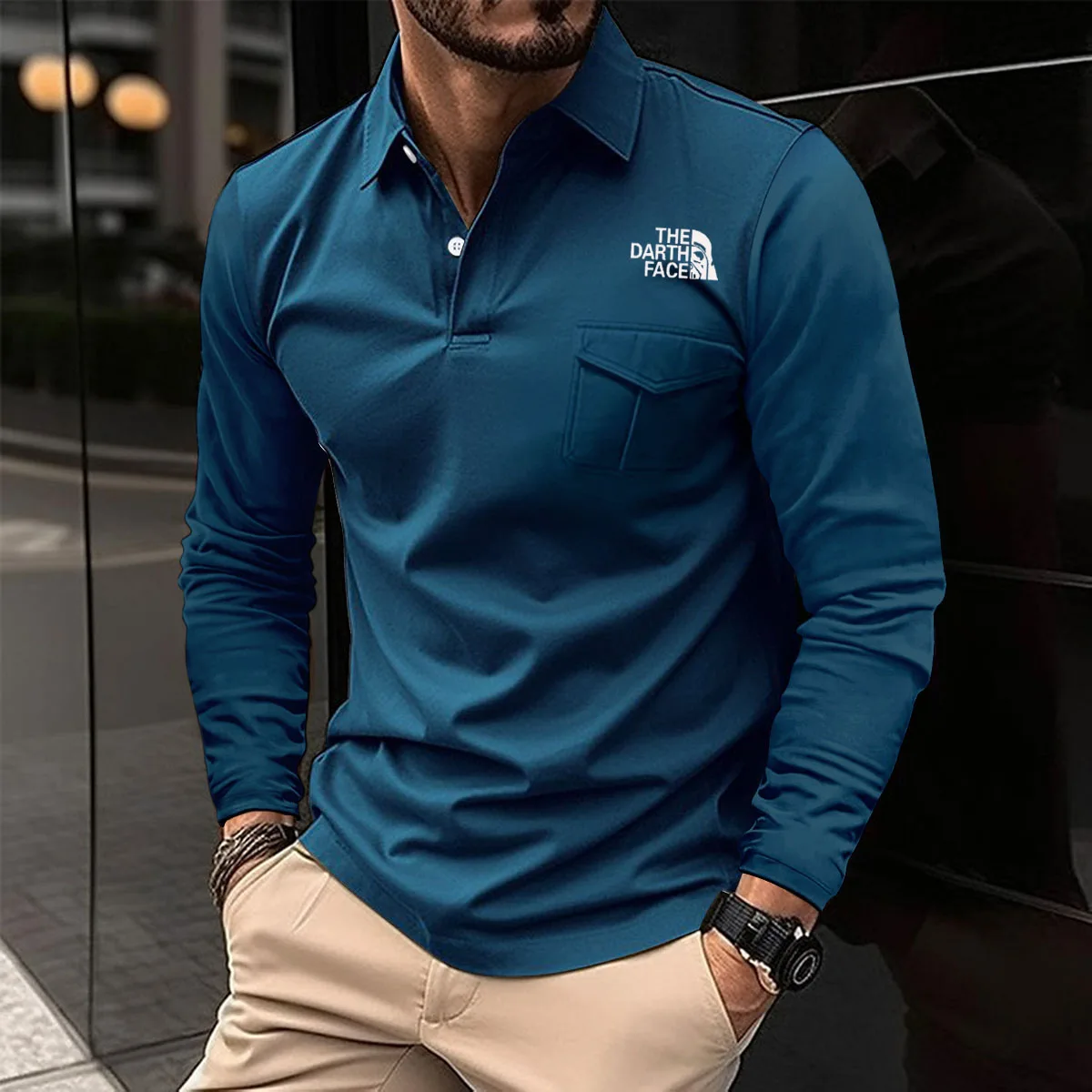 Men's High Quality Cool Knit Polo Shirt Spring And Autumn Winter Leisure Polo Lapel Breathable Button Top Long Sleeve T-shirt