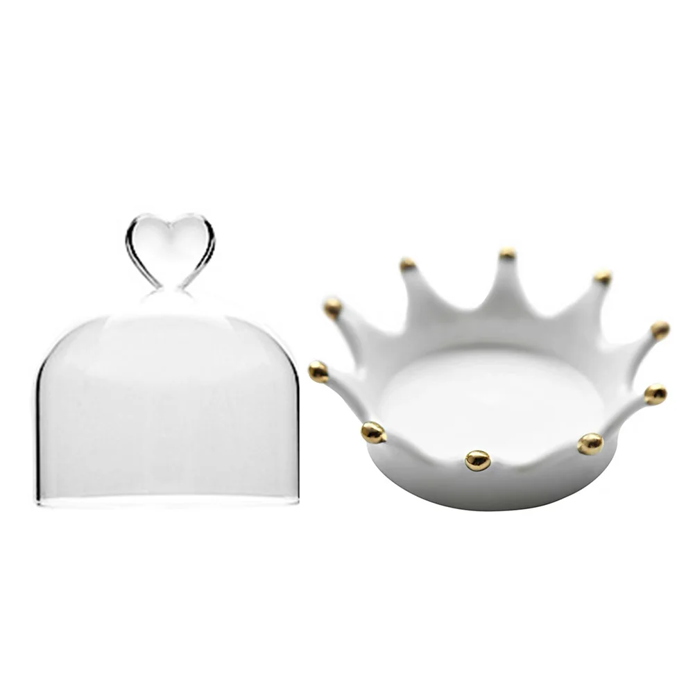 

1 Set of Crown-shaped Dessert Plate Decorative Cake Dish Household Cake Plate Home Supply