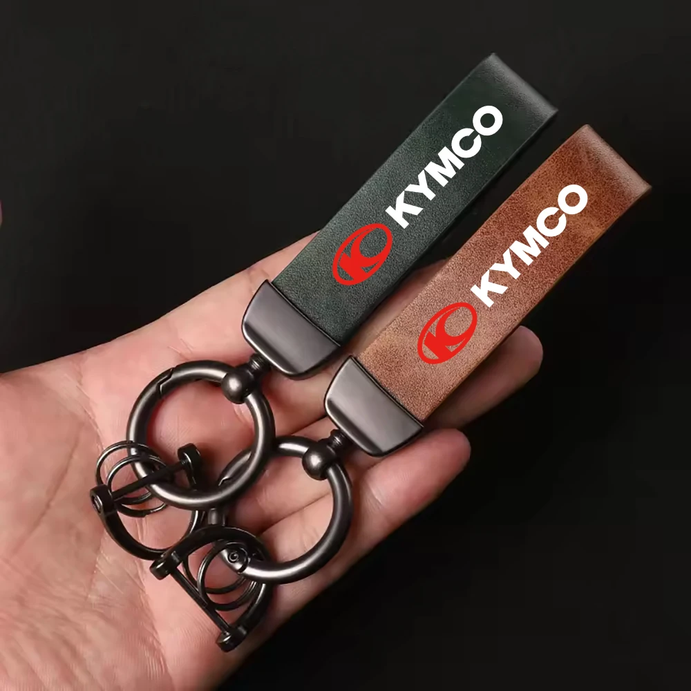 Фото Высококачественный кожаный металлический брелок для ключей мотоцикла Kymco Downtown 125i 200i 300i 350i DT 125 200 в винтажном стиле №1