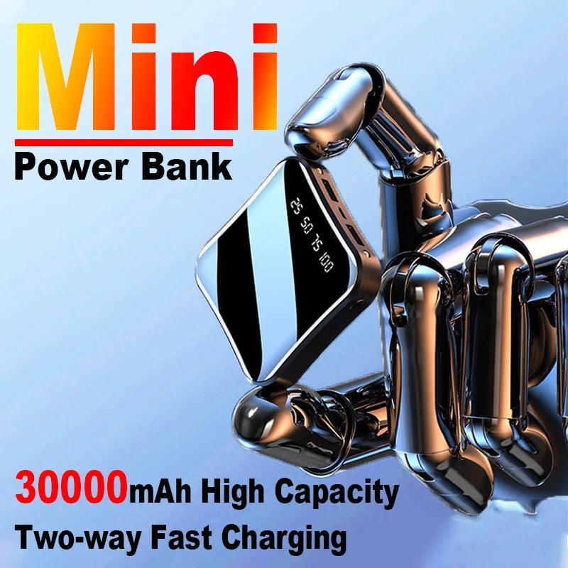 

Mini Portable 30000mAh Power Bank Two-way Fast Charging Digital Display Pocket External Battery For iPhone Xiaomi Huawei Samsung