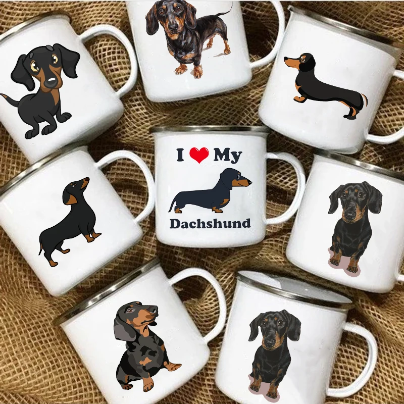 Эмалированные кофейные кружки с надписью I Love Dachshunds для кемпинга пикника
