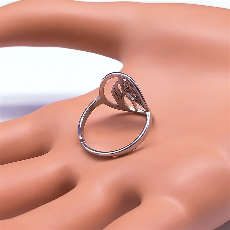 AFAWA Регулируемое Серебряное Кольцо Из Нержавеющей Стали В Форме Лошади Унисекс