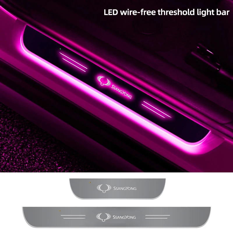 

Car Custom Wireless LED Welcome Pedal Lamp Door Sill Pathway Scuff Light For Ssangyong Korando Kyron Musso Rexton Tivoli Actyon