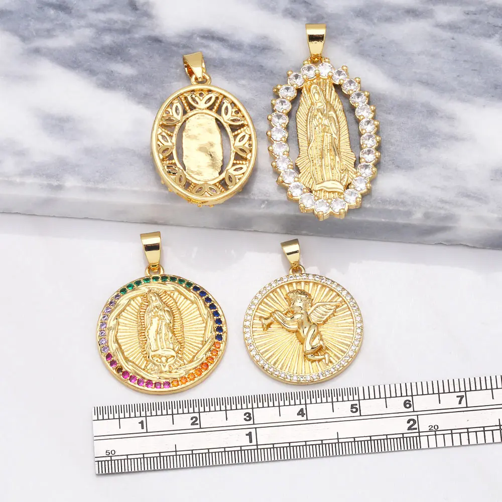 OCESRIO большая овальная Медь CZ Девы Марии кулон ожерелье для женщин мужчин
