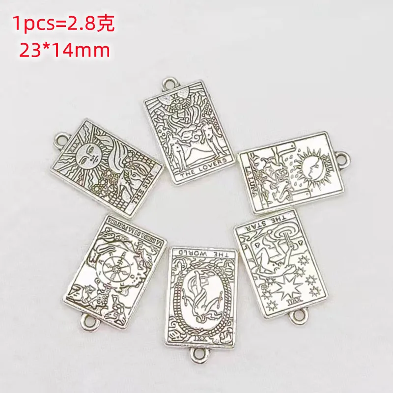 

10pcs 23x14mm Silver Vintage Witch Astrology Tarot Pendant DIY Charm Necklace Earrings Jewelry Crafts Metal Accessories