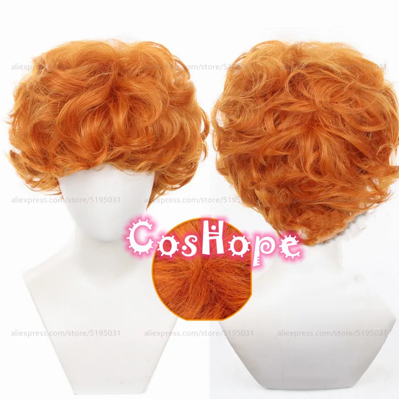 

Panty and Stocking with Garterbelt Burifu Cosplay Wig 30cm Curly Wave Orange Wig Cosplay Anime Wig Heat Resistant Synthetic Wigs