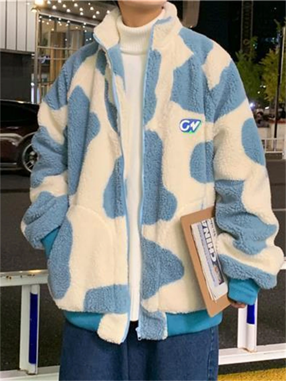 

Wool Coat Wear Male Korean Style Trend Winter Thicken Couple Alt Clothes Harajuku Fashion Streetwear Tops Lamb Velvet Jacket