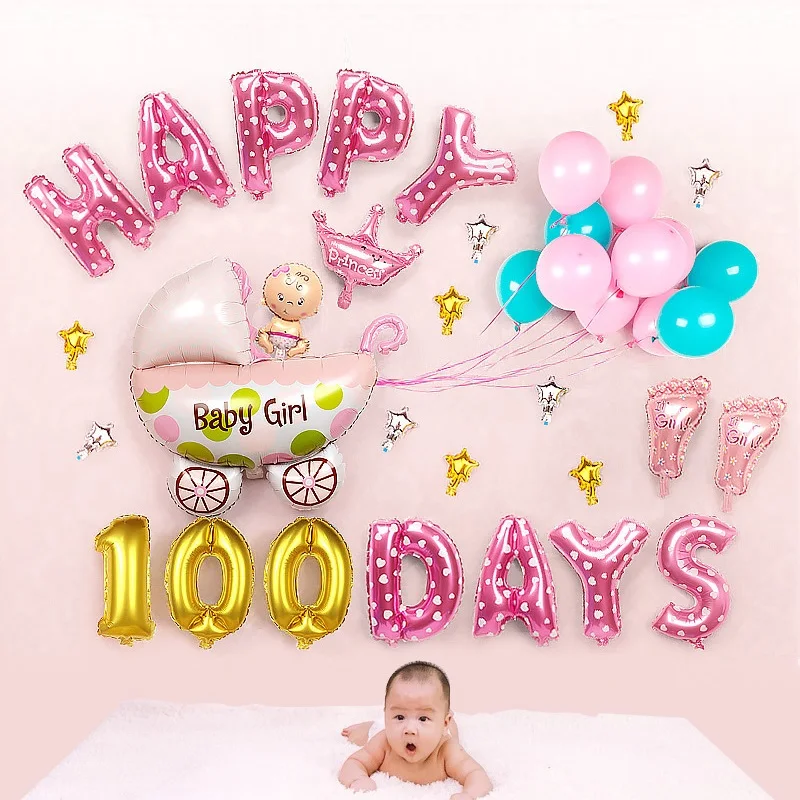 

Baby Happy 100 Days Party Balloon Set Newborn Party Decoration Happy Balloons Decoration Birthday Baby Shower Decorations