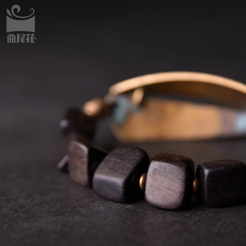 Bracelet Couple Original Retro Bronze Ornament Men Creative Personality Geometry Ebony Bracelet for Women