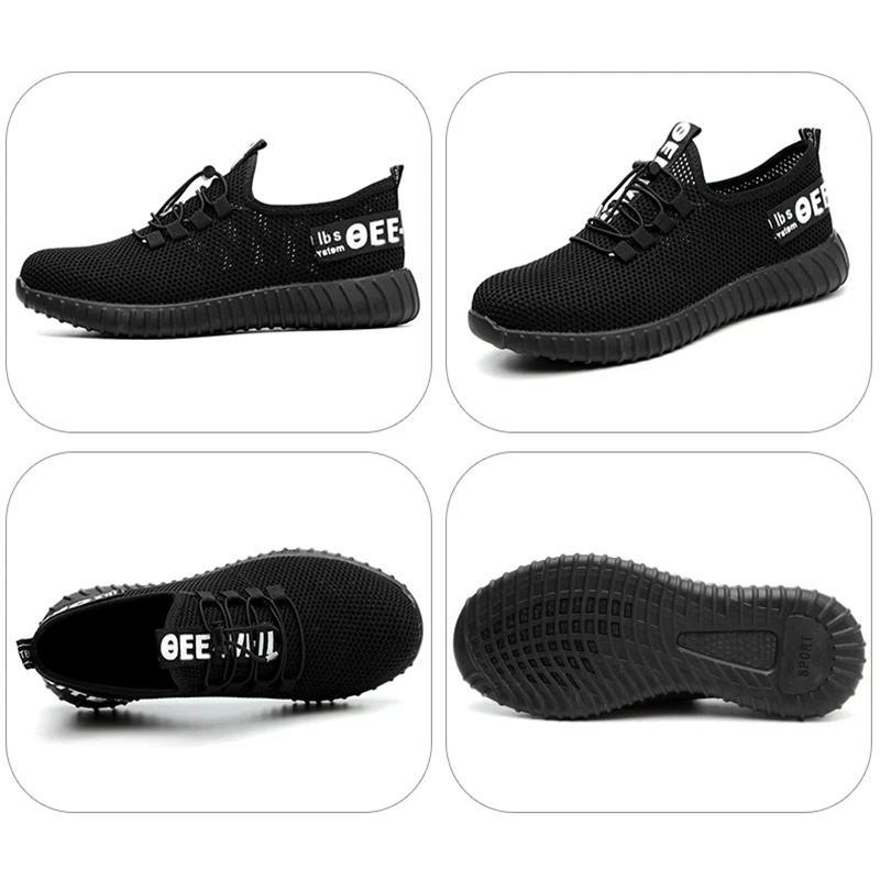 Lightweight Safety Working Shoes Man Construction Site Anti Puncture Anti Smash Work Boots Breathable Steel Toe Sneakers for Men