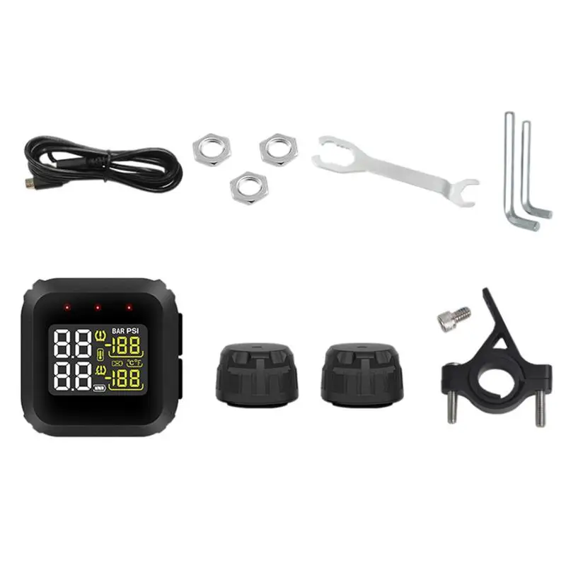 

Система контроля давления в шинах мотоцикла Беспроводная TPMS с 2 внешними датчиками обеспечивает безопасность вождения