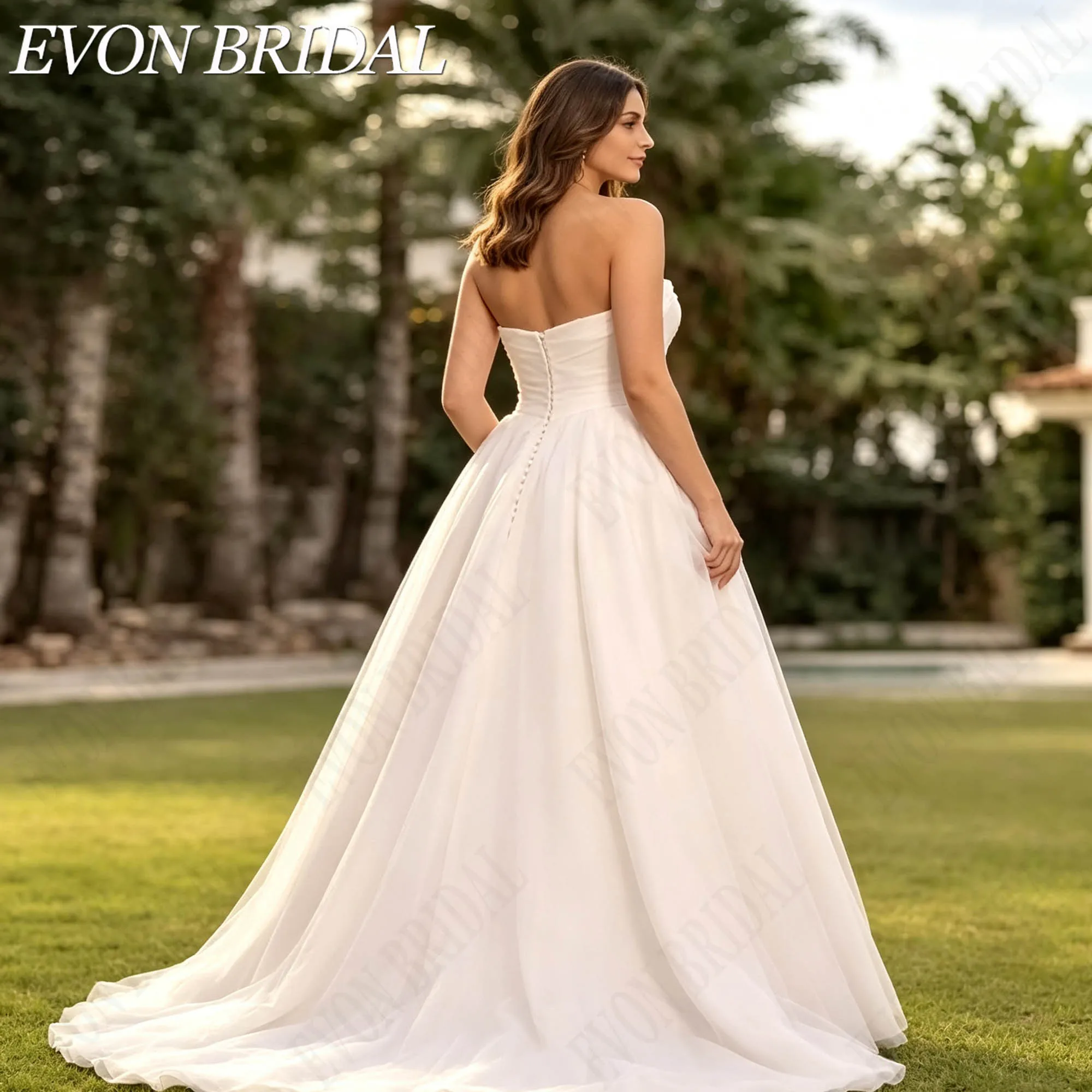 EVON BRIDAL Платье невесты плюс размеры без плеч вырез сердце А-силуэт романтичное свадебное платье для женщин на заказ индивидуальный пошив мягкая ткань для свадебной церемонии выездной свадьбы торжества элегантное (art.: 3920dbf99d696) - 3920dbf99d696