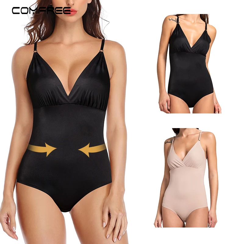 

Bodysuits For Women Shapewear Body Shaper Waist Trainer V Neck Compression Tank Tops Thong Slimming Underwear Fajas Colombianas