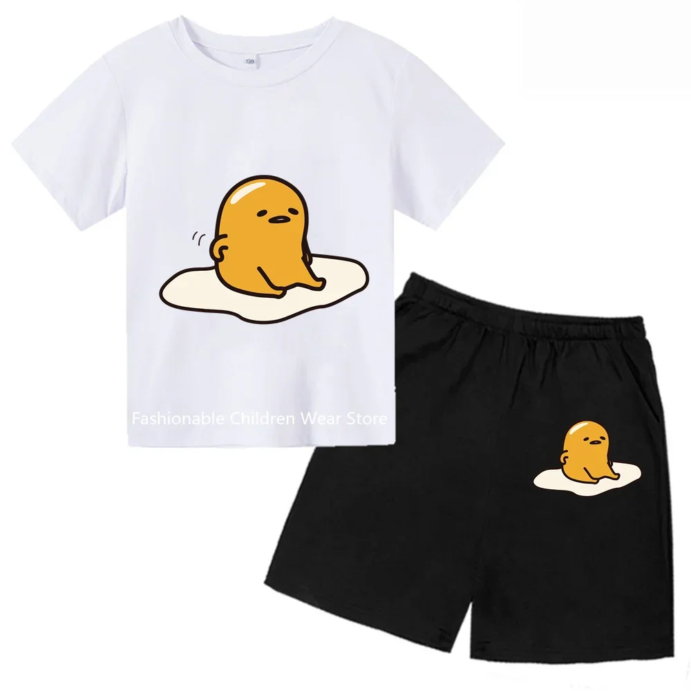 Gudetama 2024 модная коллекция с коротким рукавом-комплекты футболок для мальчиков и