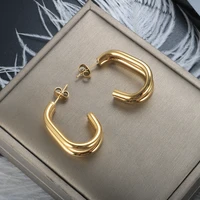 zmfashion trendy 316l stainless steel hoop earrings for women unisex double circle earrings party vintage jewelry accessories