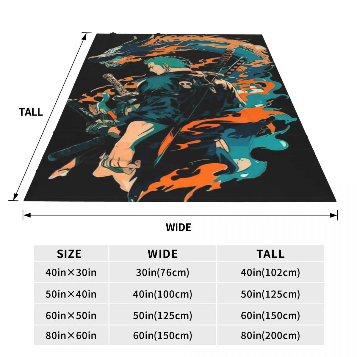 Plush Flannel Blanket Zoro With Dragon Warm and Snuggly Fleece Throw for Couch Bed Camping Adventures Any Time of Year