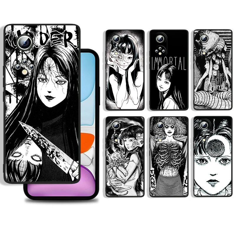 

Joji Ito Horror Manga Tomie Cover For Huawei P50 P40 P30 P20 Lite 5G Nova Plus 9 SE Pro 5T Y9S Y9 Prime Black Phone Case