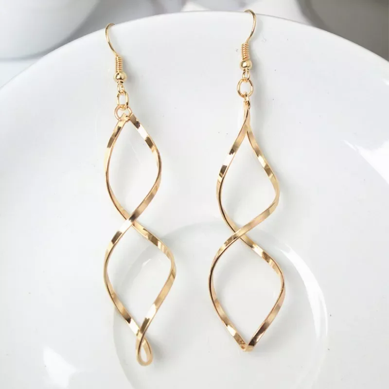 

New in Simple Spiral Drop Earrings For Women Long Curved Wave Dangle Earrings Statement Wedding Party Jewelry Wholesale earrings