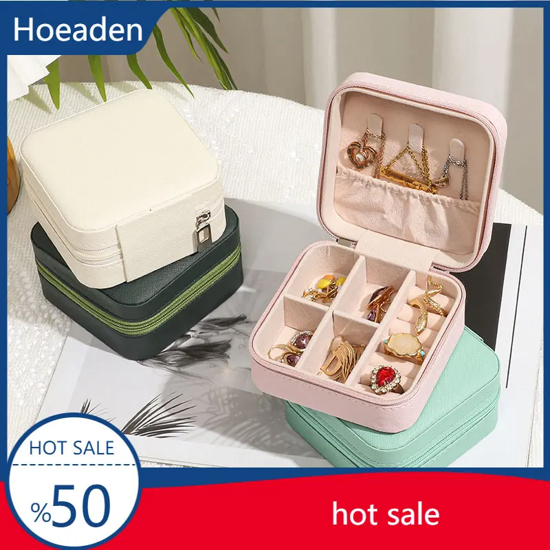 

Portable Jewelry Storage Box Travel Organizer Jewelry Case Leather Storage Earrings Necklace Ring Jewelry Organizer Display