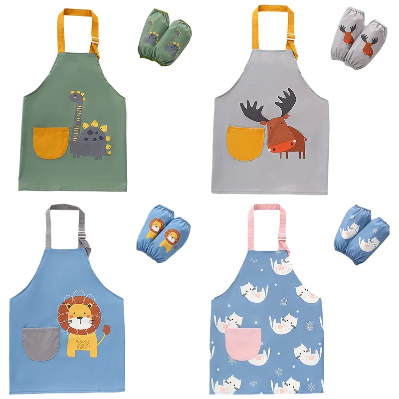 

Kids Apron With Pocket Waterproof Boys Girls Adjustable Kitchen Craft Painting Baking Cooking Painting Apron