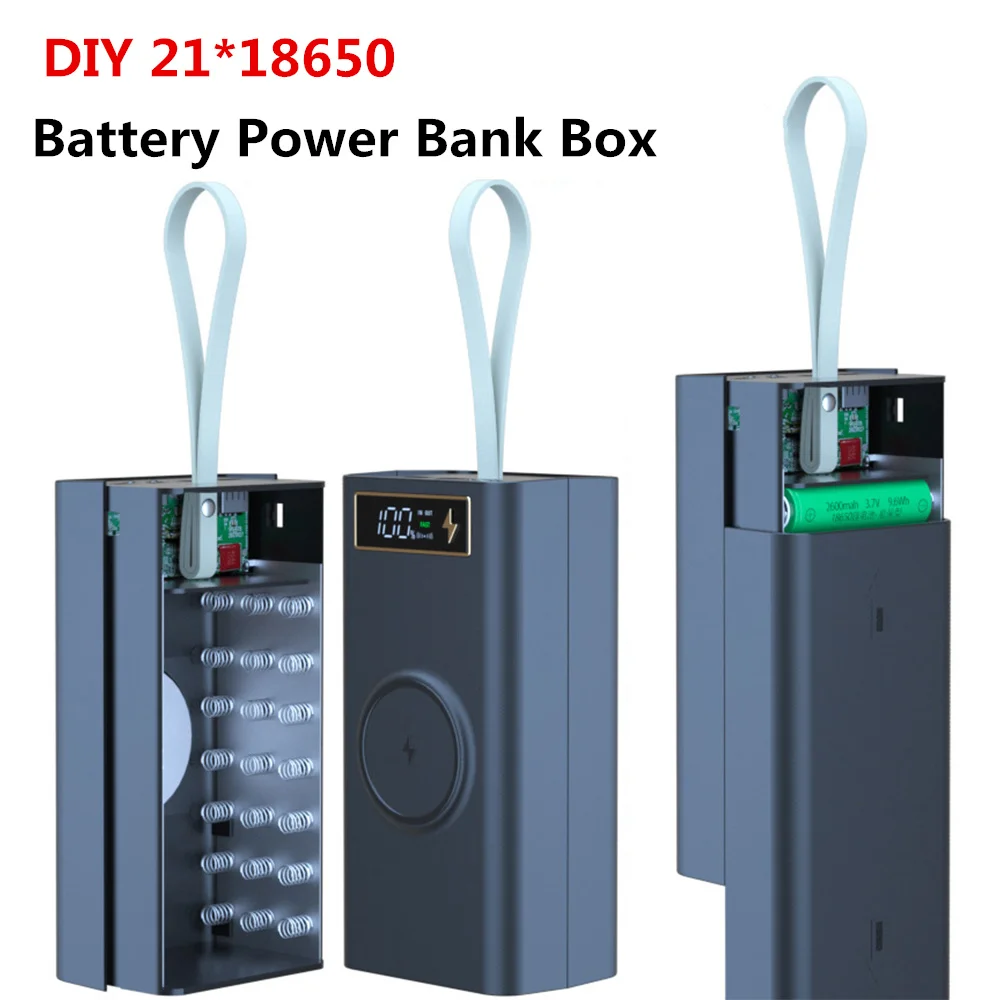 

New Welding Free 21*18650 Battery Power Bank Charger Box PD 22.5W Quick Charger Case 18650 Battery Storage Box DIY Charger Case