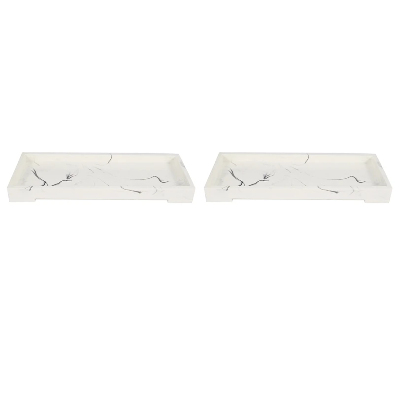

2X Bathroom Tray, Marble Pattern Sink Tray,Resin Vanity Tray For Vanity Essentials Soap Towel Toothbrush Toothpaste