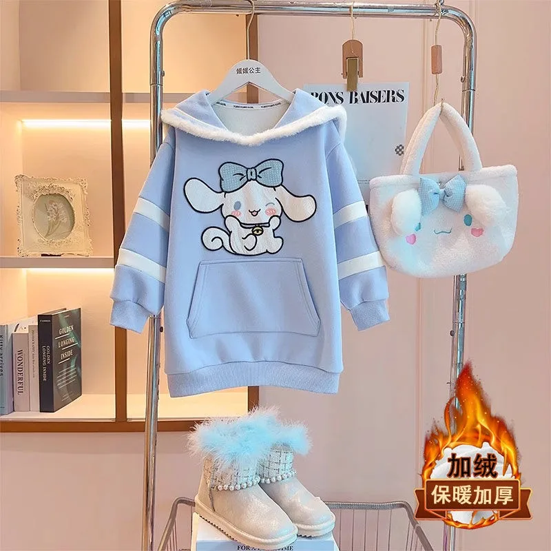 Sanrio милый утепленный бархатный свитшот для девочек и детей в стиле аниме Cinnamoroll с